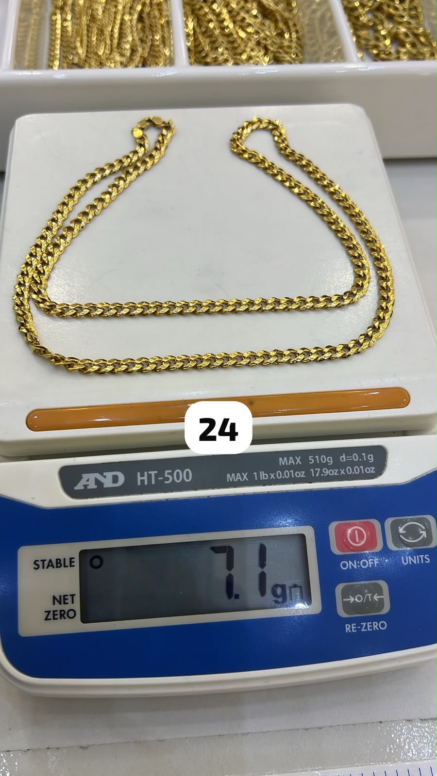18K Solid Gold Cuban Chain Necklace For Men – 24 Inches - 7.1g