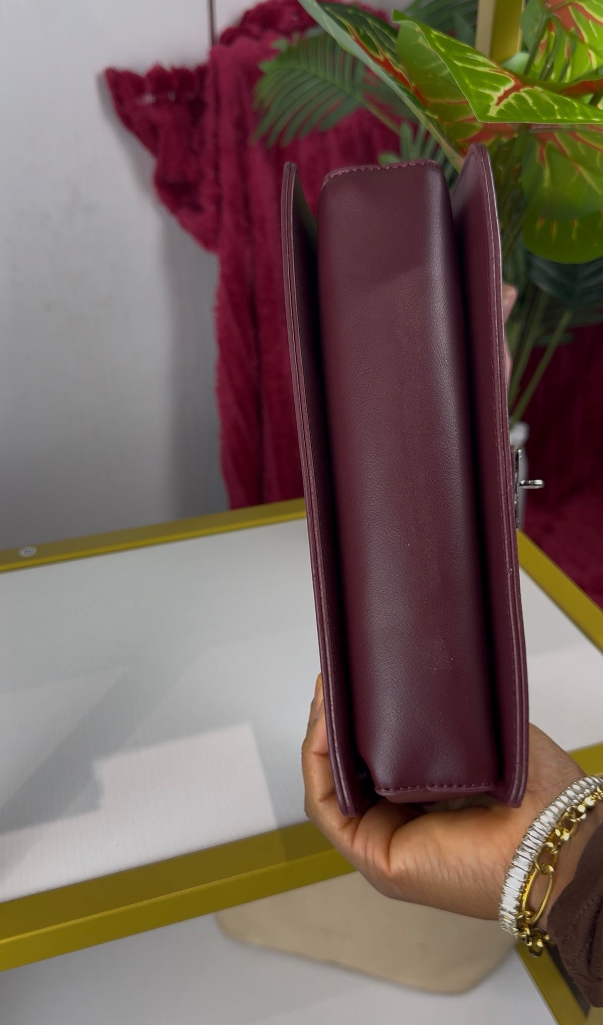 Burgundy Structured Women's Flap Wallet Bag | LARYZ Everyday - 025