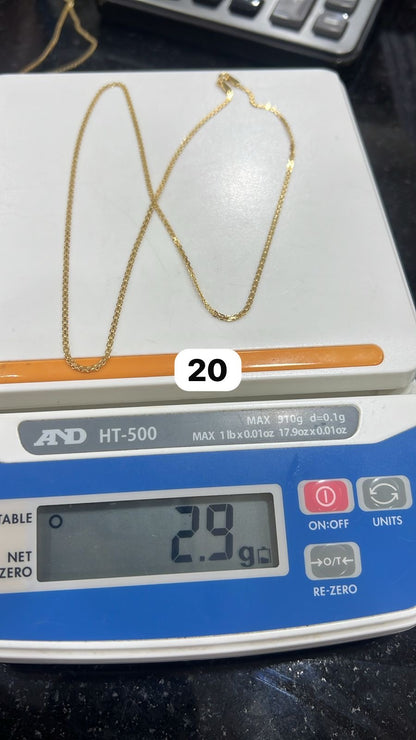 Degacts 18ct Solid Gold Carpet Chain 18 - 22 Inches