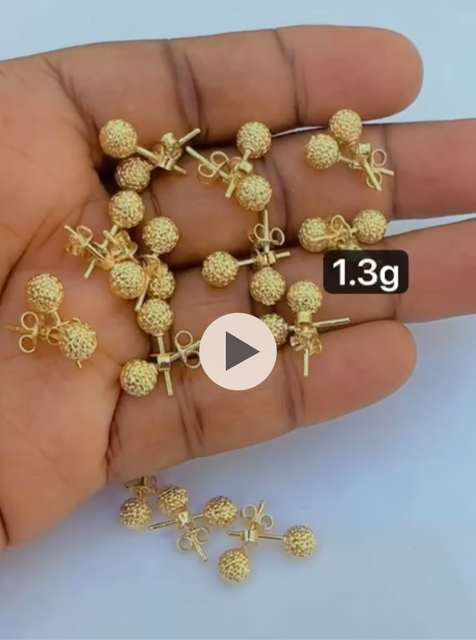 Dufag 18 Karat Pure Gold Ball Stud Earrings