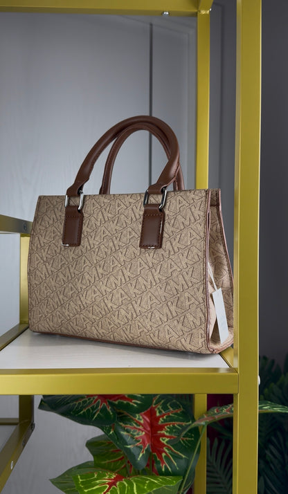 Monogram Canvas Top-Handle Satchel Handbag – Beige & Brown {Medium | Defective} - 010