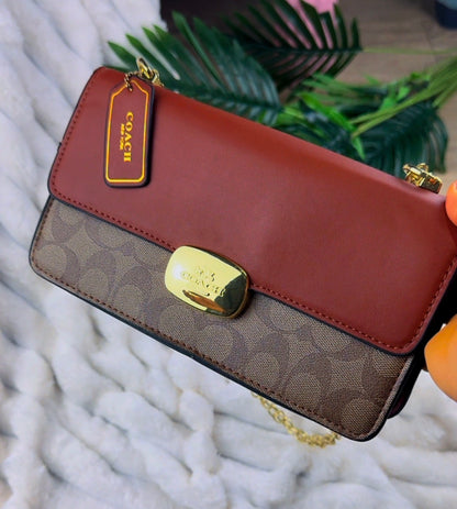Women's Brown Monogram Pattern Shoulder Bag  | LARYZ Everyday 048 | Small