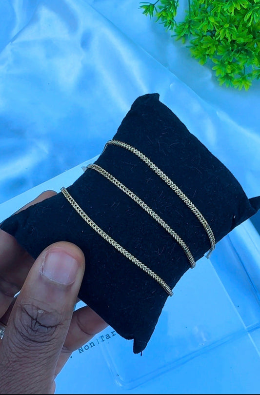 18K Solid Gold Franco Bracelet – 2.1g & 3.1g - 7.5 Inches