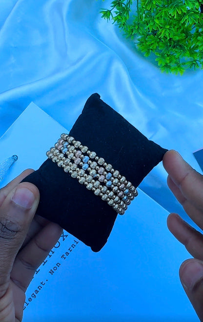 18K Solid Gold Ball Bracelets | Stretchable Bangles | 2.2g (Extra) | Small - Medium Wrist