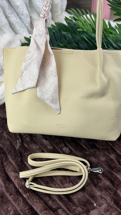 Women’s Off-White Pebbled Leather Dual-Handle 3-in-1 Big Tote Bag | LARYZ Everyday 047 | Big