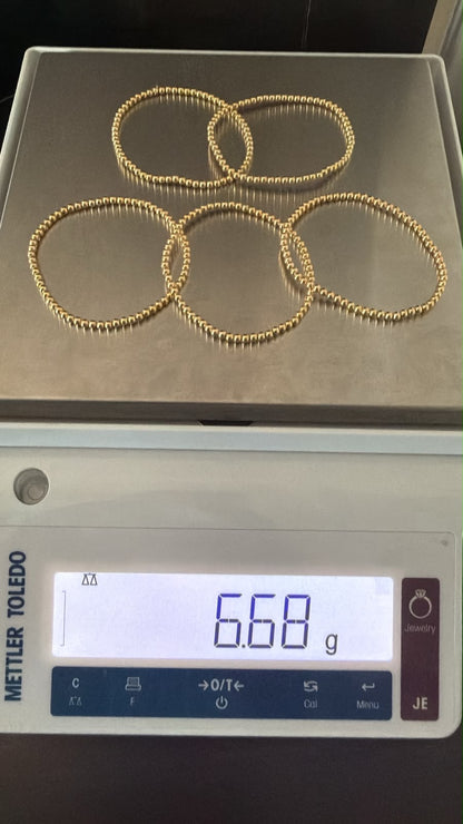 18K Solid Gold Stretchable Bangle (Shiny) | 0.9g & 1.3g | Small to Medium Wrists