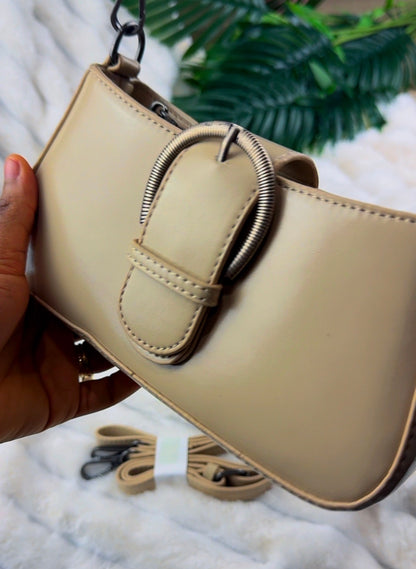 Women’s Nude Leather Dual-Handle Shoulder Bag | LARYZ Everyday 058 | Small