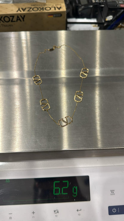 18ct Real Gold Instant V Chain Necklace 17 Inches (16+1)