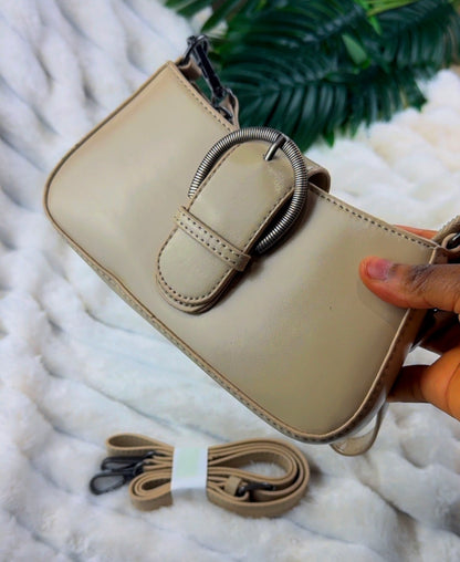 Women’s Nude Leather Dual-Handle Shoulder Bag | LARYZ Everyday 058 | Small