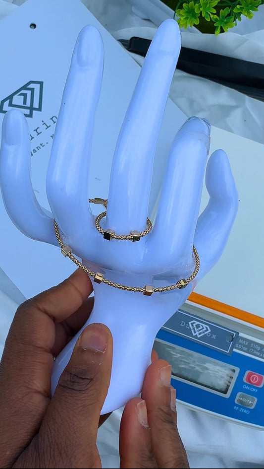 Diigaad 18K Solid Gold(Super Extra) Bangle & Ring Set 8Inches Ring Size 7