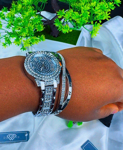 Diiddam Quality 2pc Fashion Wristwatch & Bracelet Set Quartz Watches For Women