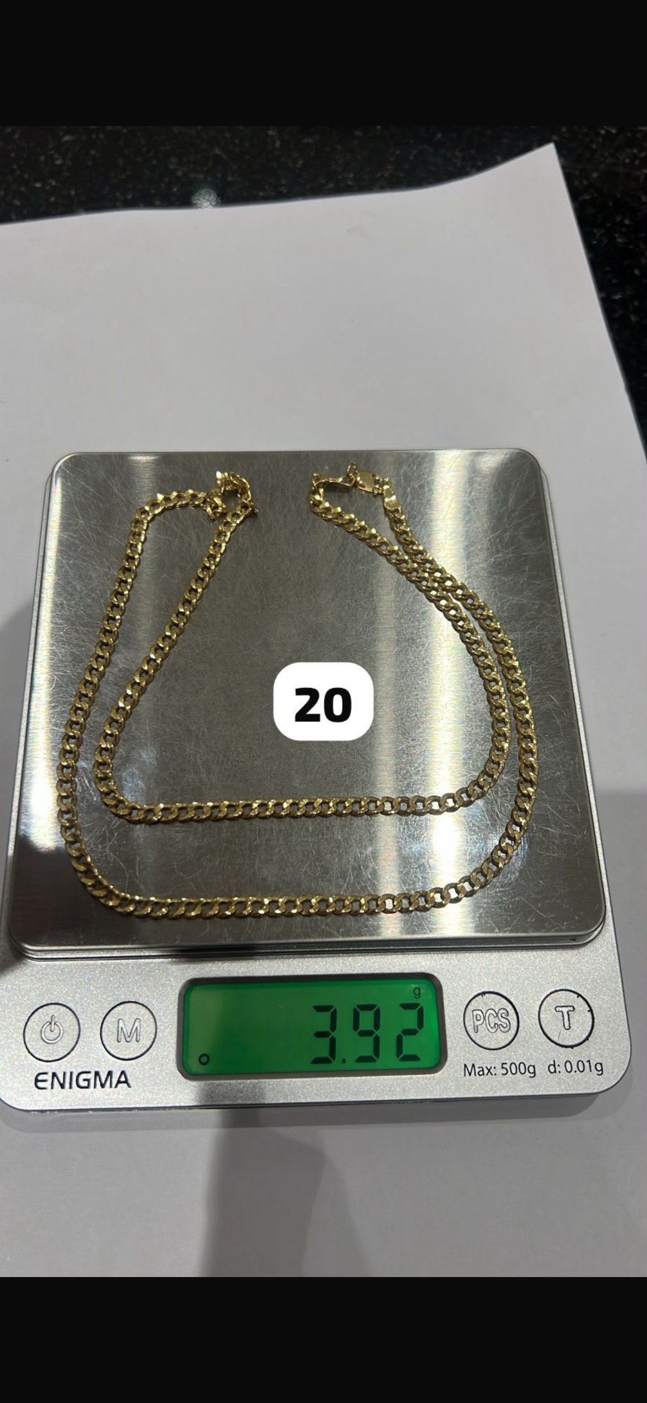 18K Solid Gold Cuban Chain Necklace 20 Inches | 3.92g