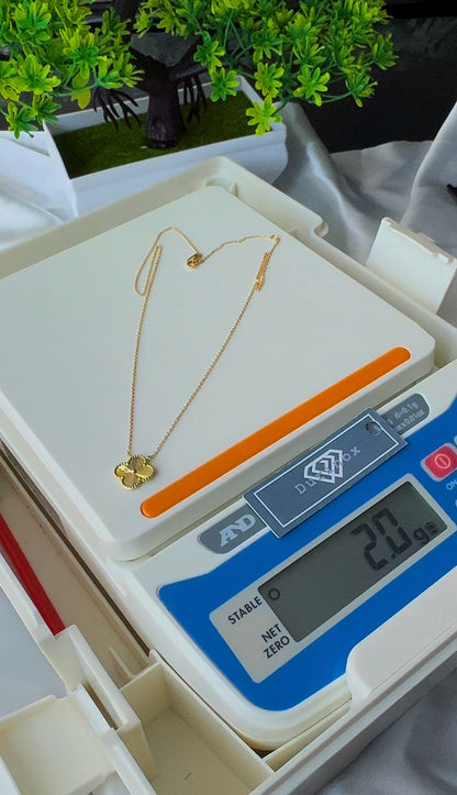 Degacc 18 Karat Solid Italian Gold Instant Chain Clover Necklace