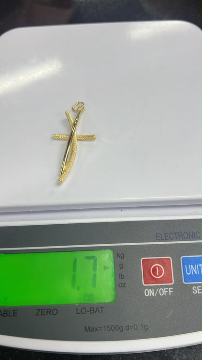 18K Solid Gold Textured Cross Pendants | 1.7g & 1.8g