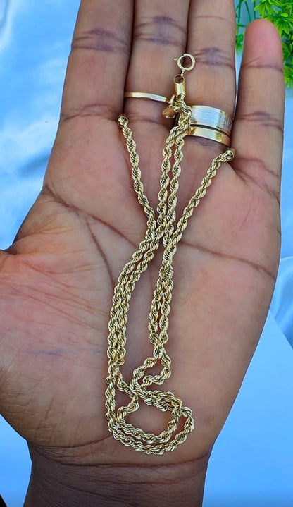 18K Solid Gold Rope Anklet – 2.2g | 10 Inches
