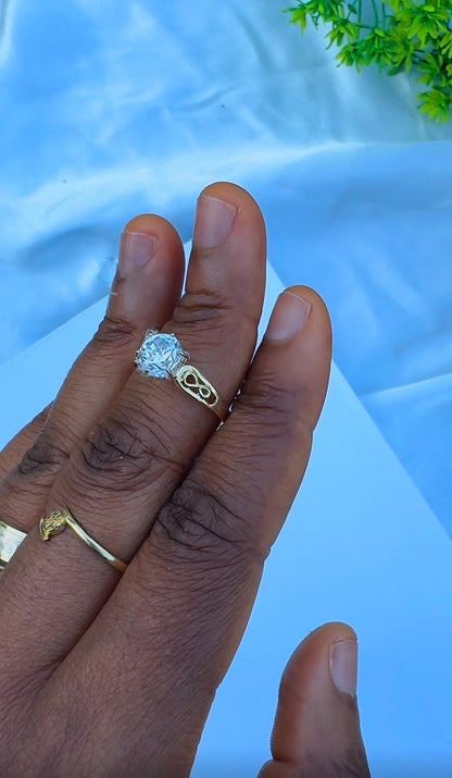 18K Solid Gold Infinity Engagement Ring For Women | Size 8 | 2.54g