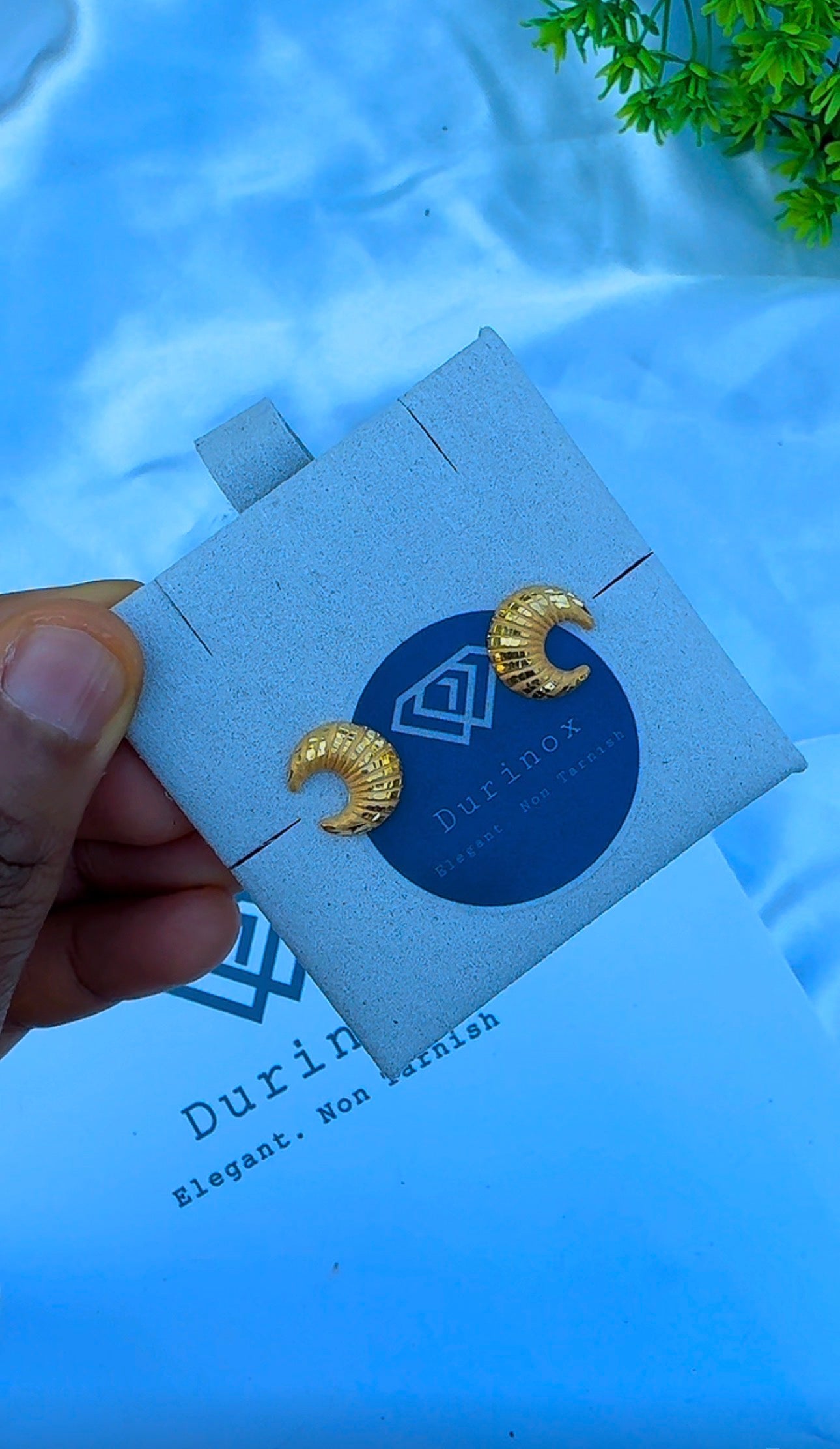 21K Solid Gold Star Half Moon & Dangle Stud Earrings | 1.4g - 2.8g