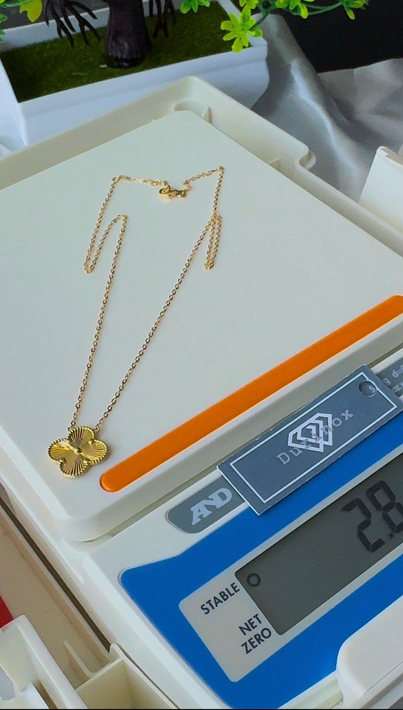 Degacc 18 Karat Solid Italian Gold Instant Chain Clover Necklace