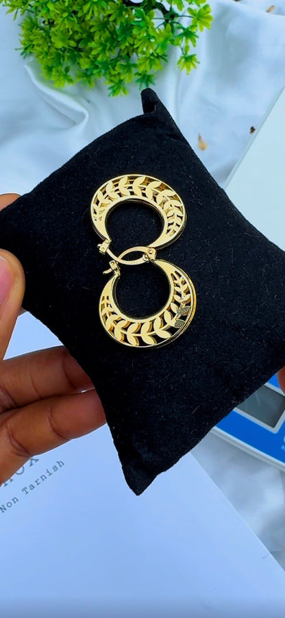 Degaf 18ct Pure Gold Hoop Earrings | Medium Hoops 22mm
