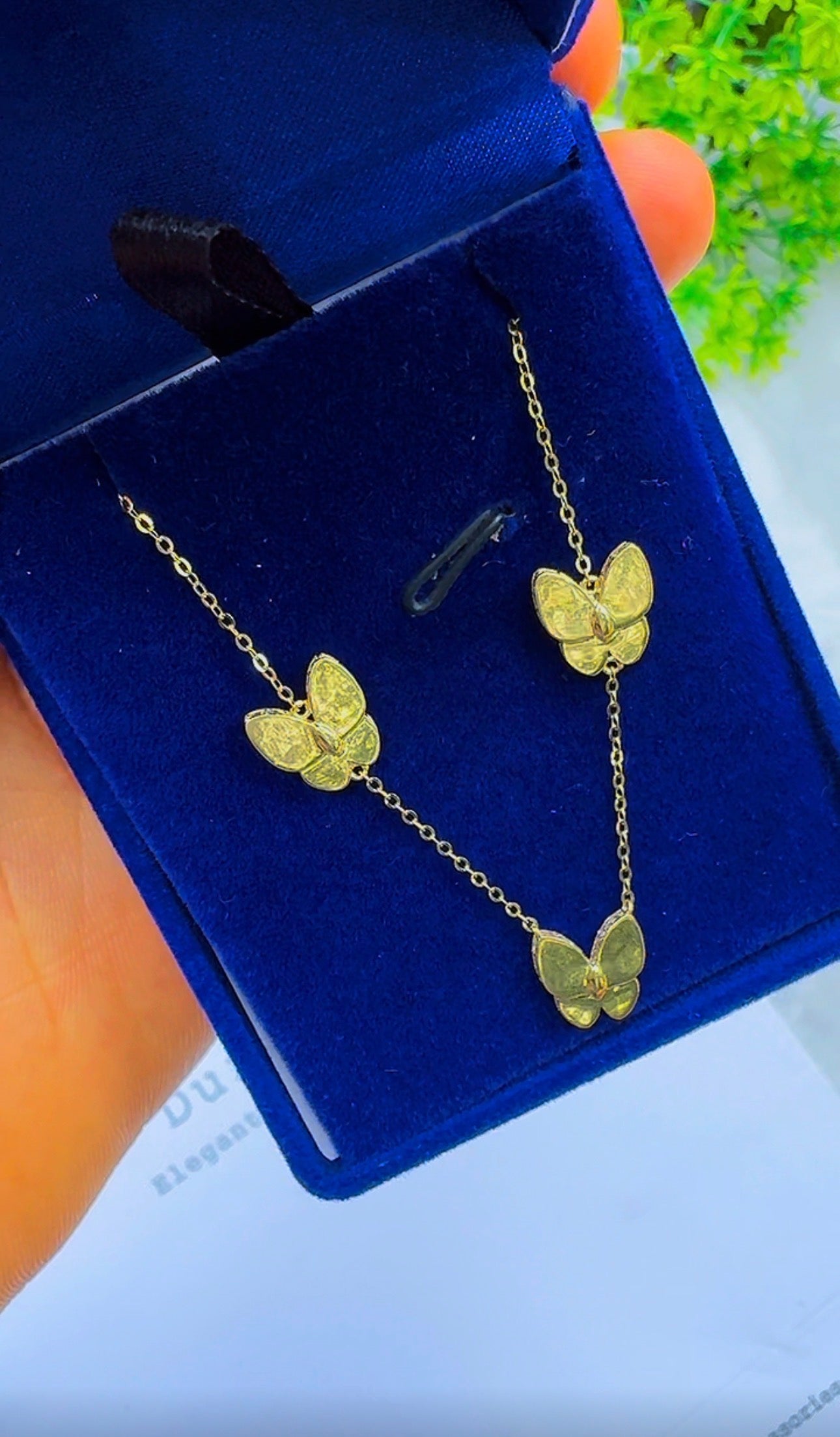 18ct Real Gold Triple Butterfly Necklace | 3.3g | 17” + 1” (18 Inches)