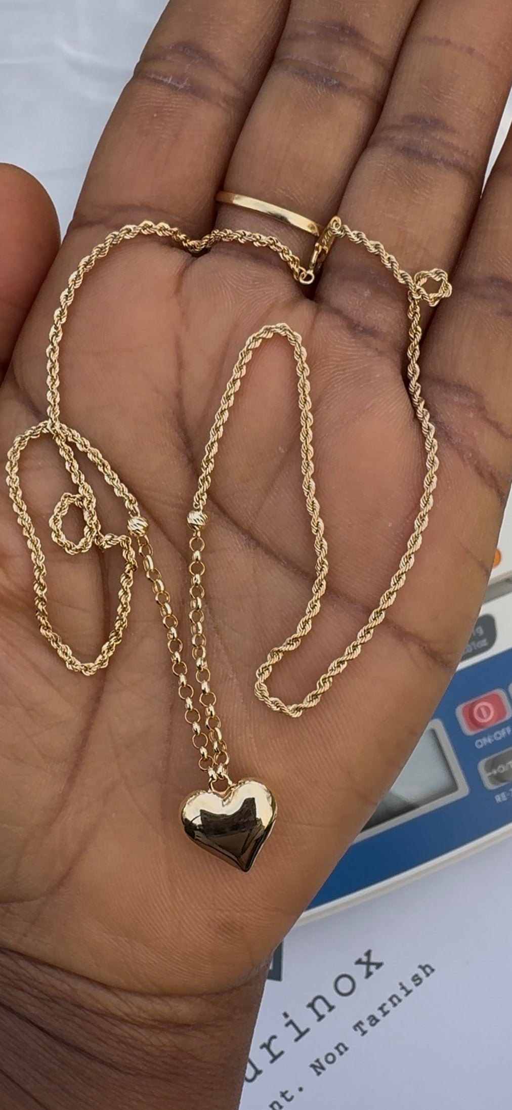 Deegab 18 Karat Pure Gold Instant Heart Chain Necklace 18 Inches