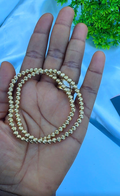 18ct Real Gold Diamond Cut Ball Bracelets | Stretchable Bangles