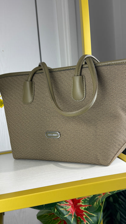 Olive Green Textured Fabric Tote Bag {Big} | LARYZ Everyday 012 | Big