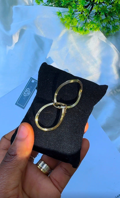 18K Solid Gold Ribbed Hoop Earrings | 1.7g