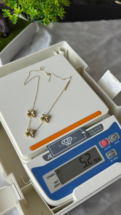18ct Yellow Gold Floral Station Necklace (5.2g) | 17” + 1” (18 Inches)