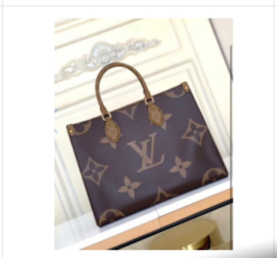 Monogram Big Structured Genuine Leather Tote Bag | LASi016