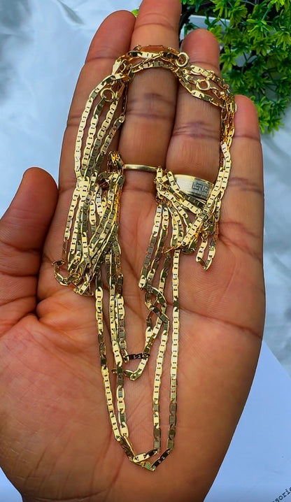 18K Solid Gold Blade Chain | 18”-3.8g | 20”-4.2g