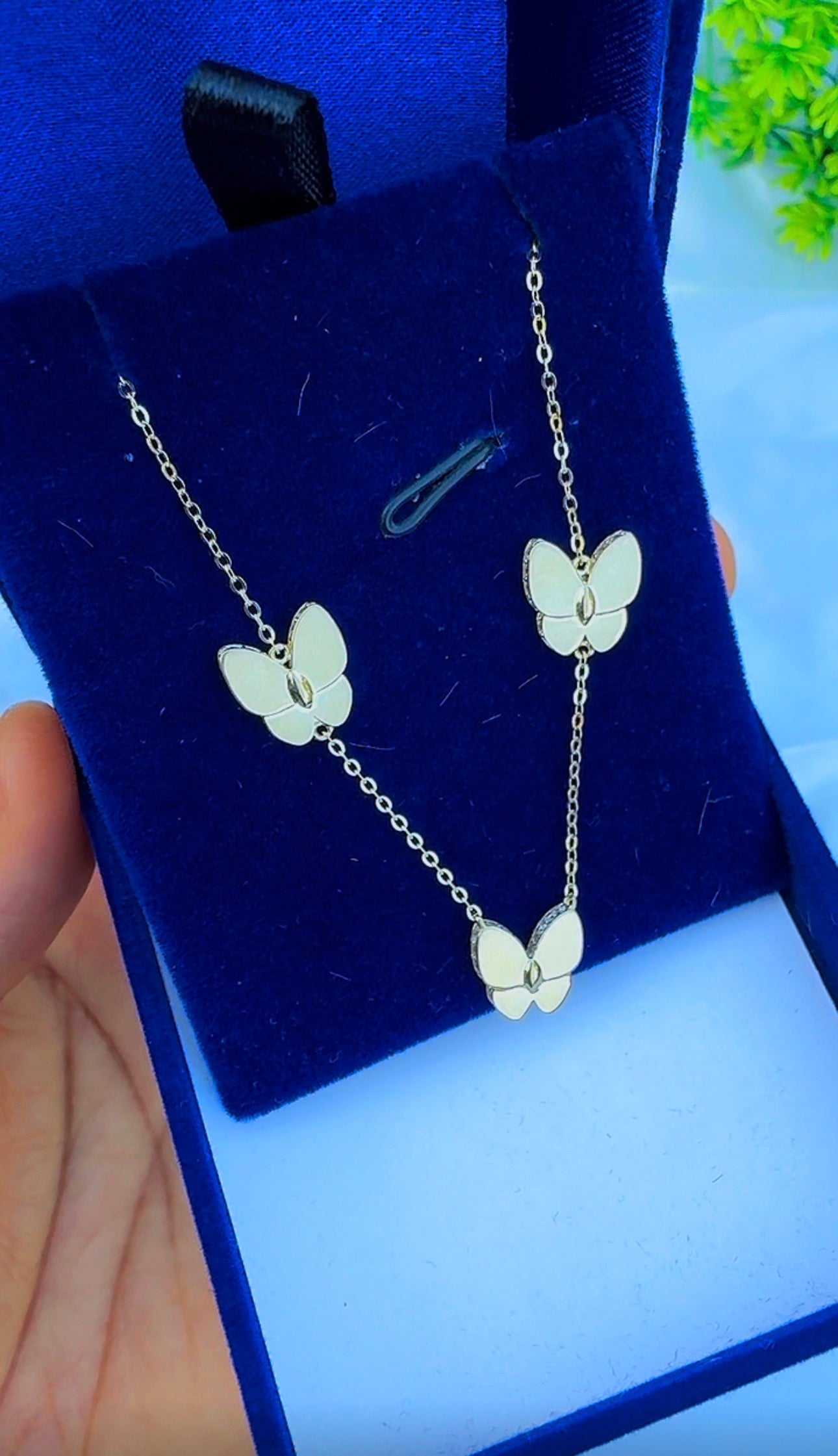 18ct Real Gold Triple Butterfly Necklace | 3.3g | 17” + 1” (18 Inches)