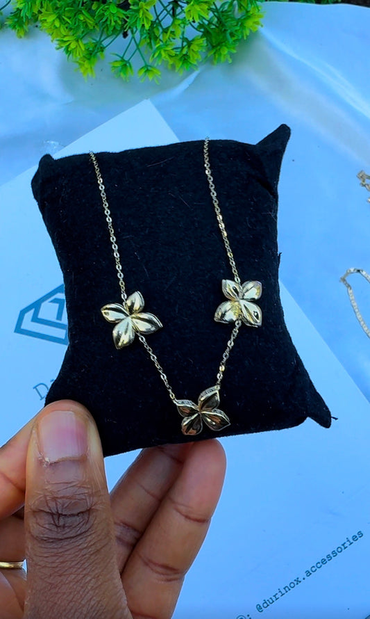 18ct Yellow Gold Floral Station Necklace (5.2g) | 17” + 1” (18 Inches)