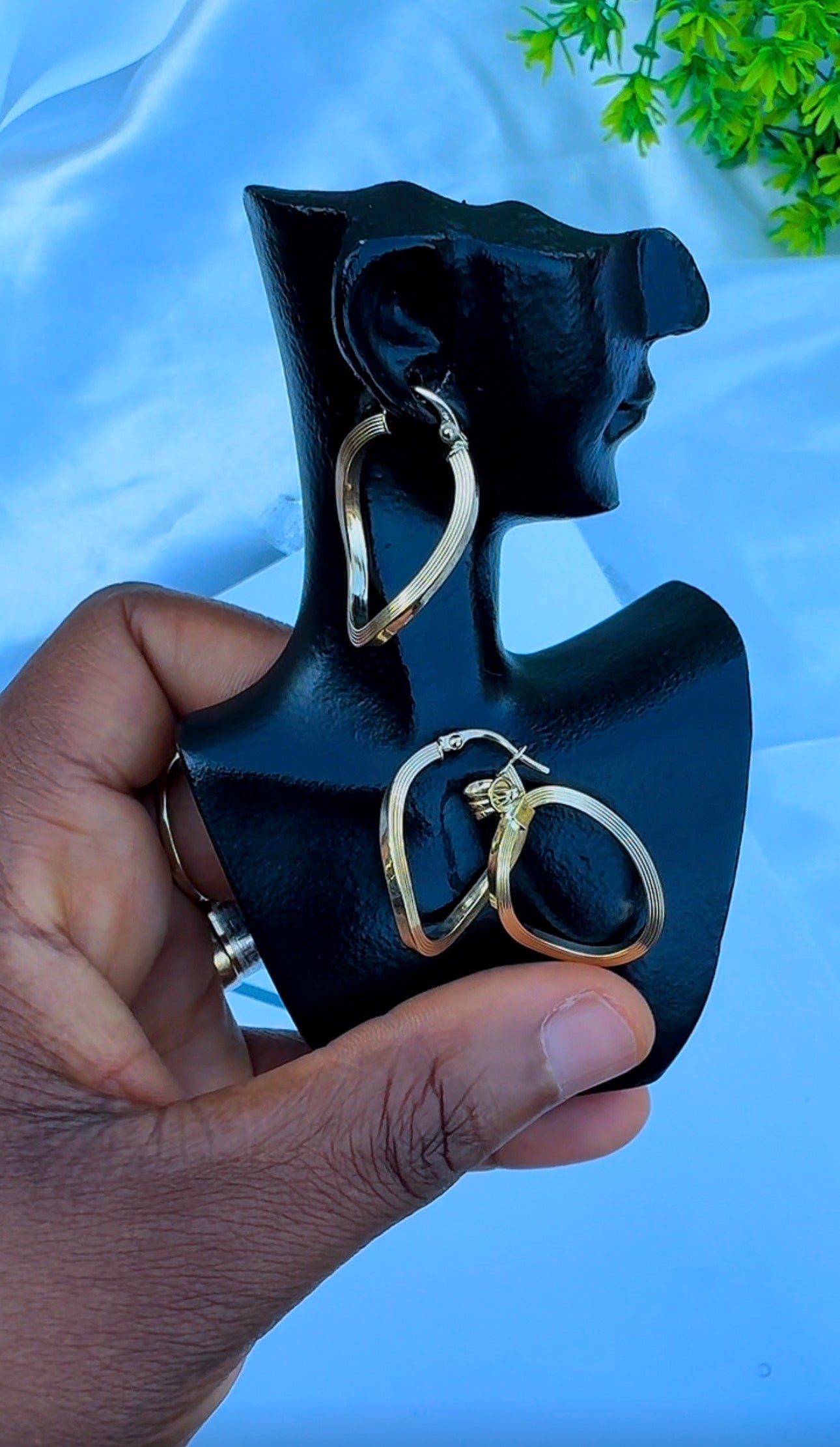 18K Solid Gold Ribbed Earrings & Pendant Jewellery Set | 2.3g