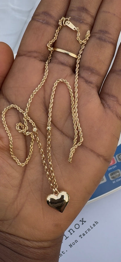 Deegab 18 Karat Pure Gold Instant Heart Chain Necklace 18 Inches