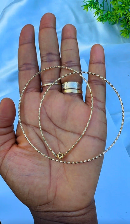 18K Solid Gold Structured Chord Chain Necklace | 2.3g | 18 Inches (Extra)