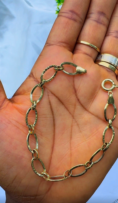 18K Solid Gold Chunky Link Bracelet | 3.61g | 7.5 Inches