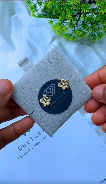 18K Solid Gold Textured Stud Earrings – Floral, Greek Key Clover & Bow Statement Stud Earrings (Pick Your Style) | 1.5 - 2.0g