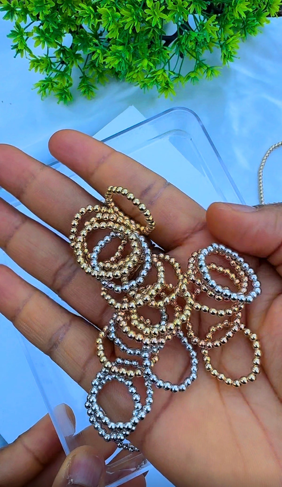 18ct Real Gold Stretchable Ball Rings | Shiny (Extra)