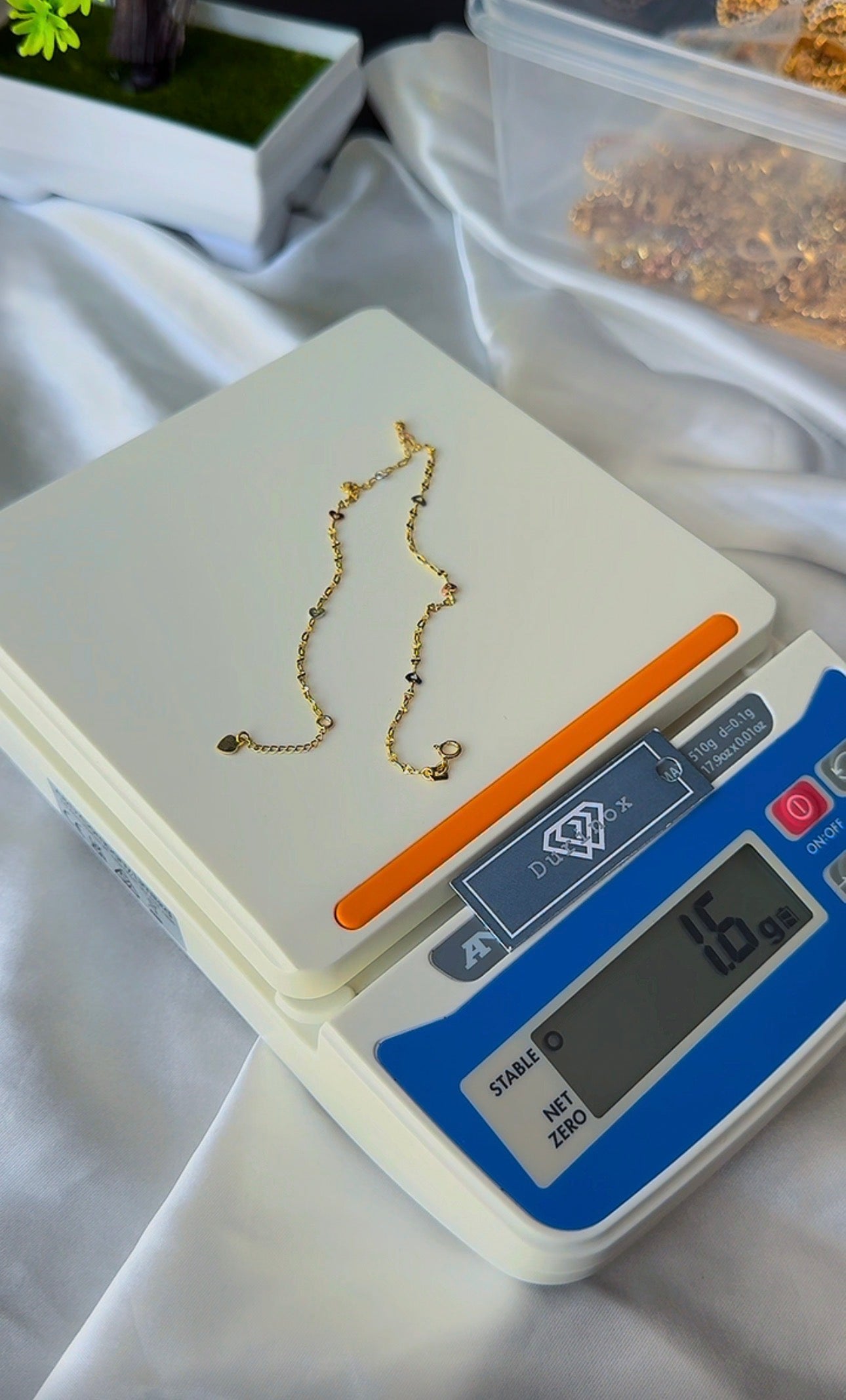 18 Karat Genuine Gold 3-Tone Heart Leg Chain (Anklet) | 10.5 Inches | 1.6g