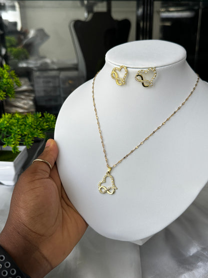 Disna Gold Plated Non Tarnish Hypoallergenic Stainless Steel Earrings & Necklace Jewellery Set 16+2” Chain Length