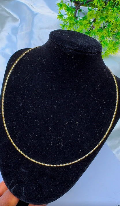 18K Solid Gold Structured Chord Chain Necklace | 2.3g | 18 Inches (Extra)