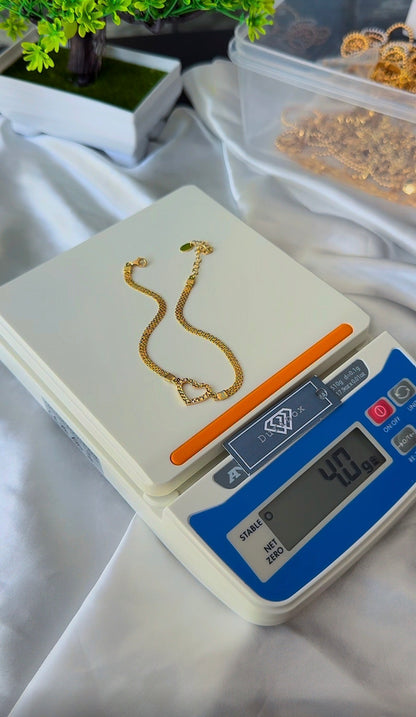 18 Karat Solid Gold Carpet + Charm Anklet | 10 Inches | 4g~4.3g