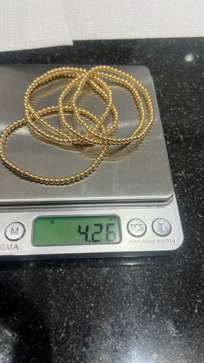 18K Solid Gold Stretchable Bangle (Shiny) | 0.9g & 1.3g | Small to Medium Wrists