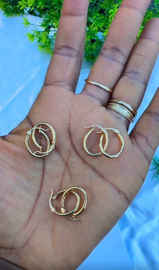 18K Solid Gold  Polished Hoop Earrings | 0.9g & 1.1g