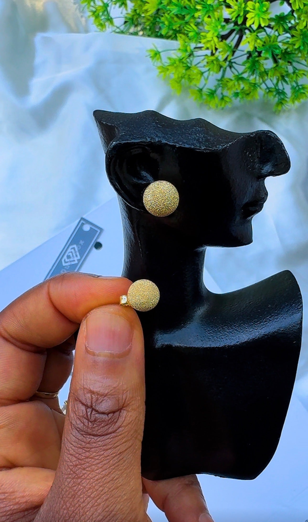 18K Solid Gold Brushed Stud Earrings | 1.5g & 2.1g