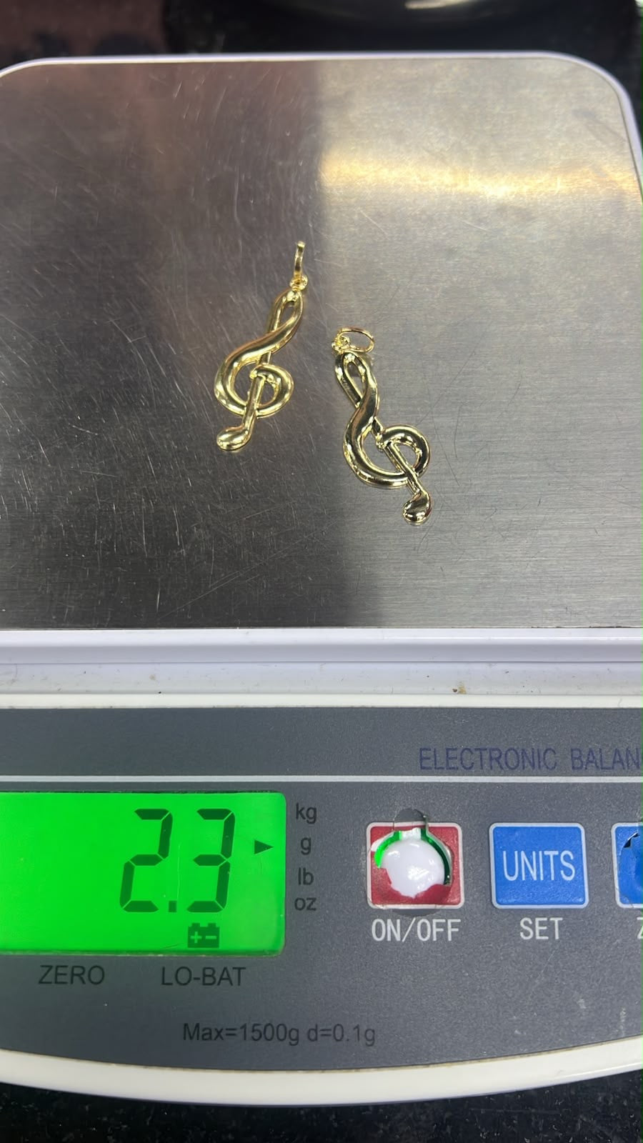 18K Solid Gold Music Note Pendant - 1.2g