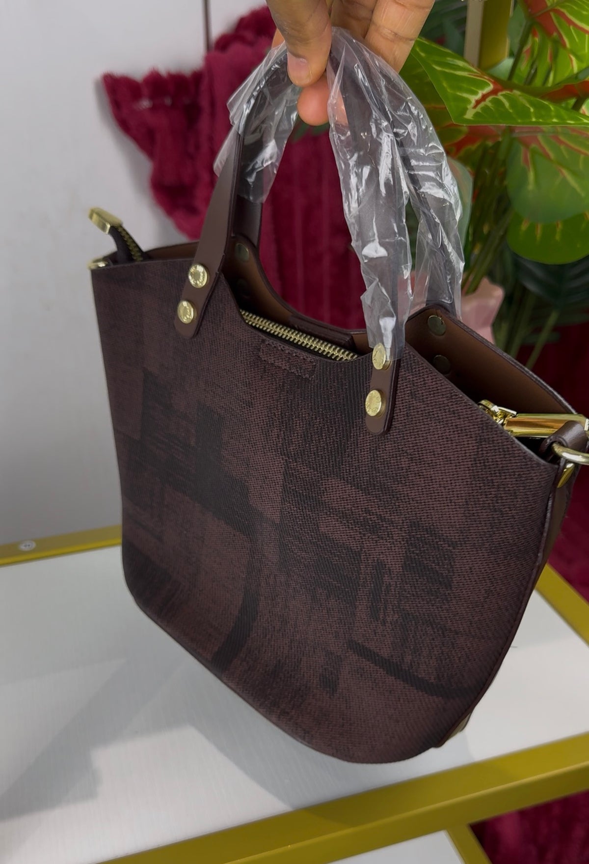 Brown Fabric Patch Handbag | LARYZ Everyday - 028 | Medium