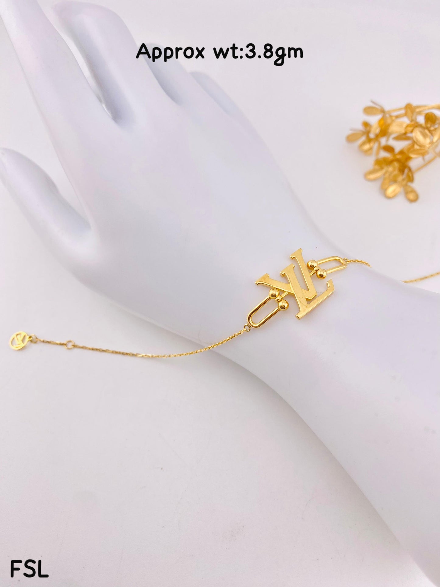 Diigaf 18K Pure Gold Inscribed Bracelets