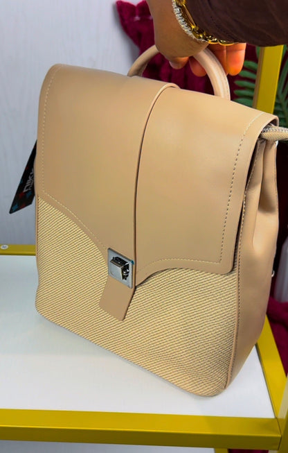 Black & Biege Structured Women's Bagpack {Medium} | LARYZ Everyday 008